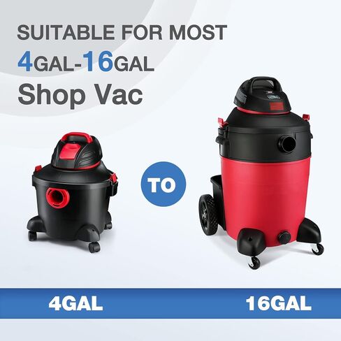 فلتر خرطوشة Shop-Vac عالي الأداء 90350/90304/90344، يناسب معظم مكانس Shop-Vac الرطبة/الجافة بسعة 4-16 جالون، ورق ترشيح من ألياف النانو عالي الكفاءة، قابل لإعادة الاستخدام، عبوة واحدة in Saudi Arabia