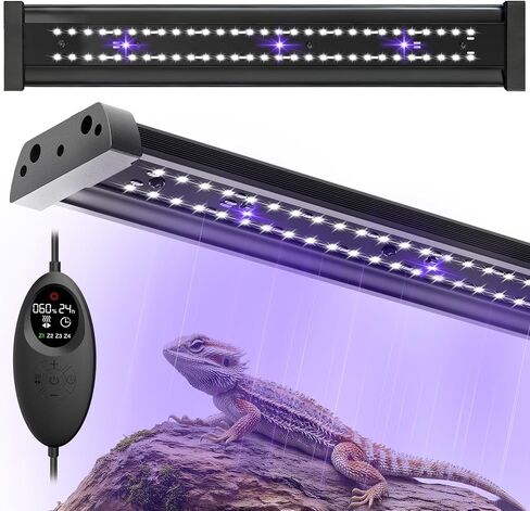 UVB Light for Reptiles, 16IN 12W LED UVA UVB Terrarium Lamp with 4 Auto Modes for Ferguson Zones, Terrarium Lamp for Bearded Dragons, Leopard Gecko, Snake, Turtle & More in Saudi Arabia