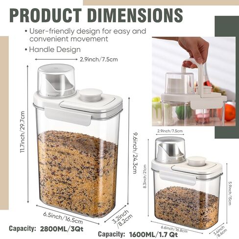 Maxdot 2 Pcs Bird Food Storage Container, Bird Seed Container with Lids Airtight Cup Pet Parrot Food Storage 1.7 Qt & 3 Qt Measuring Containers Easy Pour Spouts for Macaws African Cockatoos(Green) in Saudi Arabia