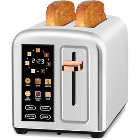 SEEDEEM Toaster 2 Slice, Real Touch Screen with LCD Display, Single-Slice Function, Stainless Steel Toaster, 50% Faster Heating, 1.5" Wide Slots, Removable Crumb Tray, 1350W, Silver Metallic in Saudi Arabia