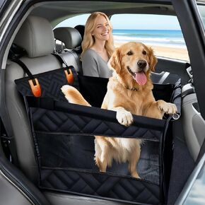 Dog Car Seat for Large Medium Dogs – Back Seat Extender for Dogs, Waterproof Medium Dog Carseat with Hard Bottom& Pet Seat Cover for Back Seat | Fits Sedans, SUVs, Trucks (Black) in Saudi Arabia