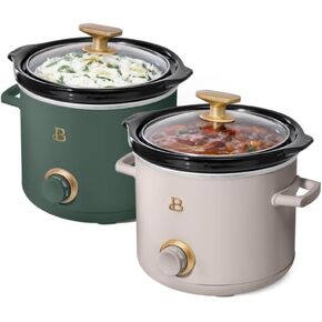 طباخ يدوي بطيء جميل سعة 2 لتر، عبوتين، أخضر زعتر، رمادي داكن بورسيني in Kuwait