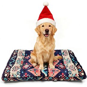 Washable Dog Crate Bed, Ultra Soft & Anti-Slip Crate Pad, Cozy Kennel Mat for Large/Medium/Small Dogs, Plush & Bohemian Dog Bed Mat (Pink, 23.0" L x 17.0" W x 2.3" H) in Saudi Arabia