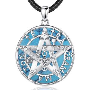 EUDORA Sterling Silver Tetragrammaton Necklace Ring for Women Men, Pentagram Amulet Energy Pendant Star of David Vintage Guardian Star Wicca Jewelry, Mother's Day Father's Day Gift for Husband Wife in Saudi Arabia
