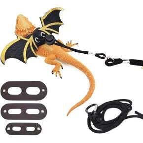 Bearded Dragon Leashes and Harnesses, Bearded Dragon Harness, Soft Leather Detachable Adjustable Reptile Lizard Wing Leash (Black) in Saudi Arabia