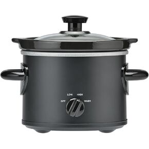 طباخ بطيء 2QT، طباخ كهربائي دائري بطيء، درجة حرارة قابلة للتعديل، غطاء زجاجي آمن للغسل في غسالة الأطباق، وعاء حجري قابل للإزالة، أسود غير لامع in Kuwait