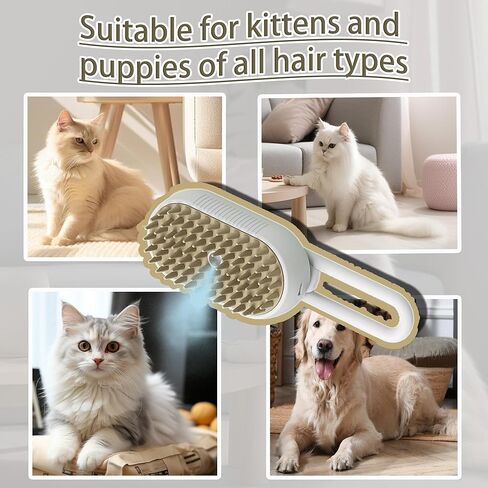 فرشاة بخارية للقطط لتساقط فرشاة الكلب مع مشط فرشاة تنظيف شعر الحيوانات الأليفة بالبخار للرش 3 في 1 للعناية بالحيوانات الأليفة ذات الشعر الطويل والقصير - مشط سبريتز ديفور للقطط (رمادي) in Kuwait