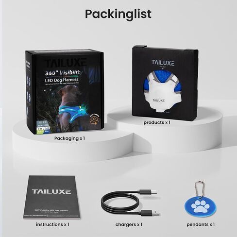 Light Up Dog Harness, Reflective Adjustable Dog Vest, No Pull Illuminated LED Harness for Dogs Night Walking Hiking Running, Waterproof,Lightweight(Large, Blue) in Saudi Arabia
