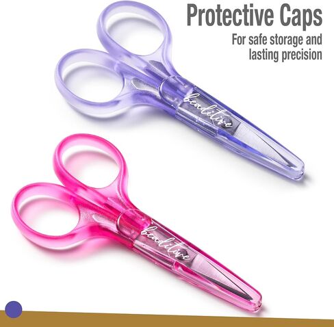 Beaditive High Precision Detail Scissors Set (2-Pc) Sharp, Fine Tips | Paper Cutting, Scrapbooking, Sewing, Crafting | Stainless Steel | Protective Cover (Pastel) in Kuwait
