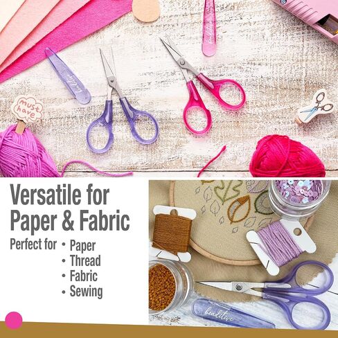 Beaditive High Precision Detail Scissors Set (2-Pc) Sharp, Fine Tips | Paper Cutting, Scrapbooking, Sewing, Crafting | Stainless Steel | Protective Cover (Pastel) in Kuwait