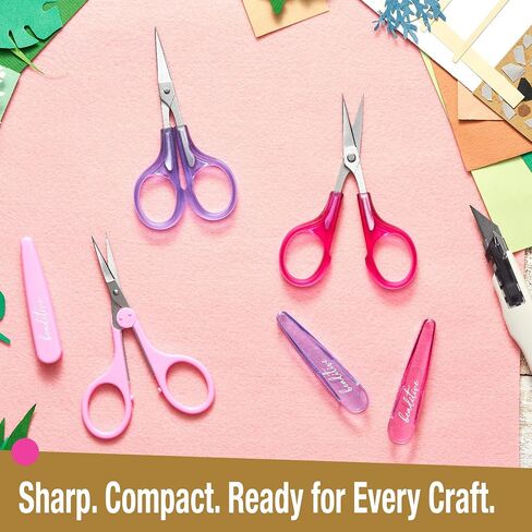 Beaditive High Precision Detail Scissors Set (2-Pc) Sharp, Fine Tips | Paper Cutting, Scrapbooking, Sewing, Crafting | Stainless Steel | Protective Cover (Pastel) in Kuwait