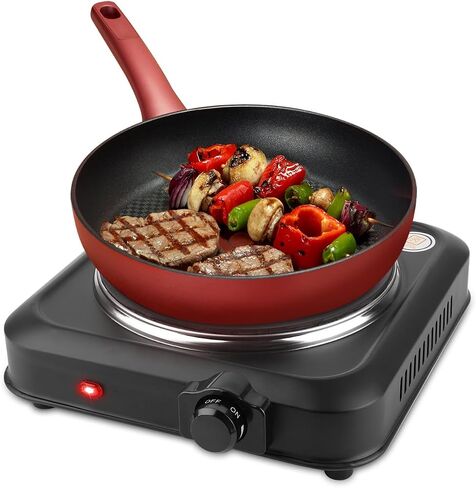 1200W Electric Hot Plate for Cooking Electric Infrared Single Burner Portable Heating Hot Plate Stove Countertop RV Hotplate with 7.5" Glass Cooktop Stepless Temperature Adjustments for Home Camp in Saudi Arabia