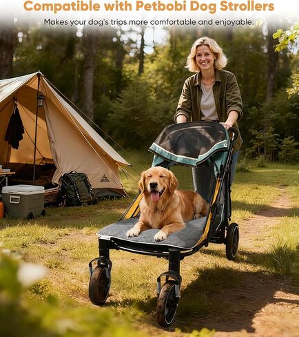 Petbobi Dog Pad for Medium & Large Dogs - Breathable Cotton-Linen Dog Bed Mat with Removable Washable Cover, Thick Sponge Cushion for Crates, Floors, Sofas or Pet Strollers, 33"x22" in Saudi Arabia