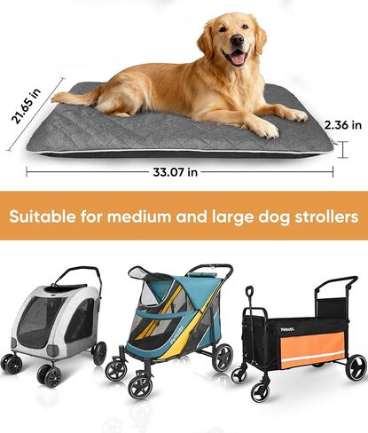 Petbobi Dog Pad for Medium & Large Dogs - Breathable Cotton-Linen Dog Bed Mat with Removable Washable Cover, Thick Sponge Cushion for Crates, Floors, Sofas or Pet Strollers, 33"x22" in Saudi Arabia