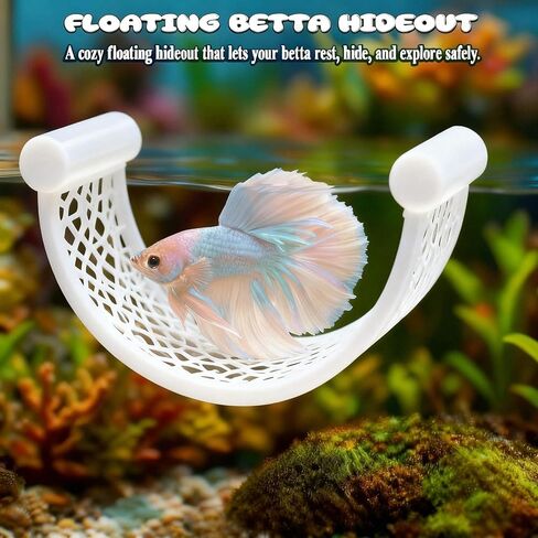 Black Floating Betta Fish Hammock – Minimalist Rest Platform & Floating Bed – Betta Tank Accessories for Small Aquariums, Nano Tanks, Shrimp & Corydoras – Sleek Matte Black Perch Ledge in Saudi Arabia