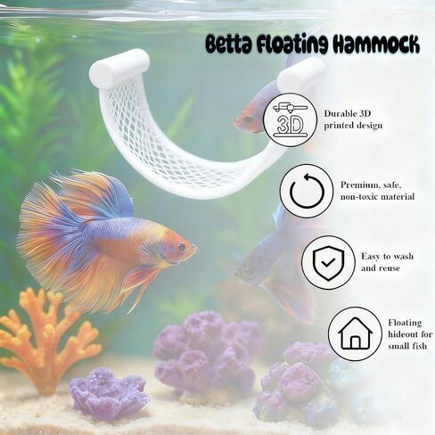 Black Floating Betta Fish Hammock – Minimalist Rest Platform & Floating Bed – Betta Tank Accessories for Small Aquariums, Nano Tanks, Shrimp & Corydoras – Sleek Matte Black Perch Ledge in Saudi Arabia