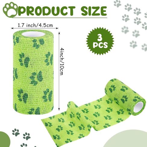 Geiserailie 3 Pack No Chew Vet Bandage, Bitter Self Adhesive Bandage for Pets to Prevent Chewing, Breathable and Elastic, Suitable for Outdoor Activities, Prevent Injuries(4inch x 15yd) in Saudi Arabia