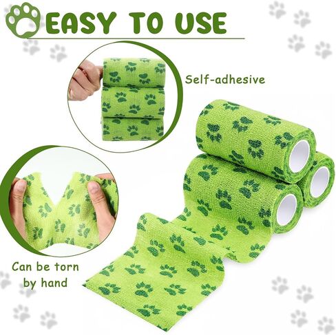 Geiserailie 3 Pack No Chew Vet Bandage, Bitter Self Adhesive Bandage for Pets to Prevent Chewing, Breathable and Elastic, Suitable for Outdoor Activities, Prevent Injuries(4inch x 15yd) in Saudi Arabia
