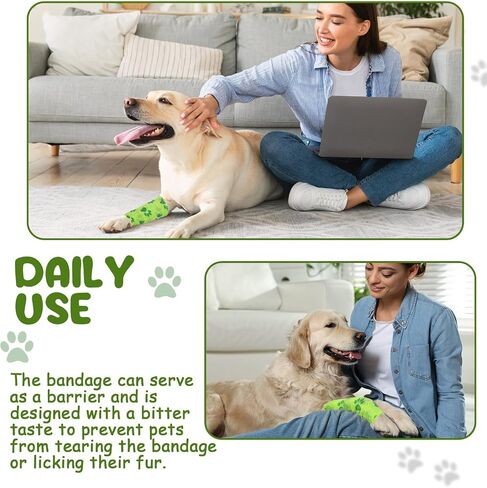 Geiserailie 3 Pack No Chew Vet Bandage, Bitter Self Adhesive Bandage for Pets to Prevent Chewing, Breathable and Elastic, Suitable for Outdoor Activities, Prevent Injuries(4inch x 15yd) in Saudi Arabia
