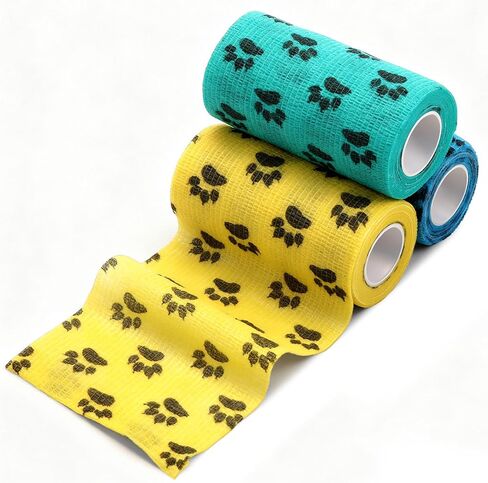 Geiserailie 3 Pack No Chew Vet Bandage, Bitter Self Adhesive Bandage for Pets to Prevent Chewing, Breathable and Elastic, Suitable for Outdoor Activities, Prevent Injuries(4inch x 15yd) in Saudi Arabia