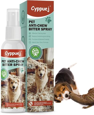 No Chew Spray for Dogs and Cats - Bitter Apple Spray to Stop Chewing Furniture, Shoes, Wires - Natural, Safe Training Aid for Puppies & Cats to Stop Biting,Alcohol-Free (4.06 Fl Oz) in Saudi Arabia