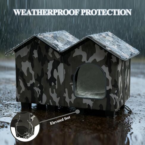 Kilodor Heated Outdoor Cat House, Insulated Elevated Cat House Weatherproof for Outside, Cat Shelter with Heated Pad for Outdoor/Indoor Cat in Winter (Green, Medium) in Saudi Arabia