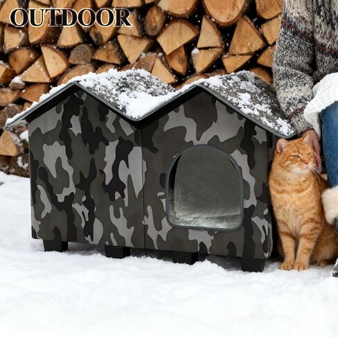 Kilodor Heated Outdoor Cat House, Insulated Elevated Cat House Weatherproof for Outside, Cat Shelter with Heated Pad for Outdoor/Indoor Cat in Winter (Green, Medium) in Saudi Arabia