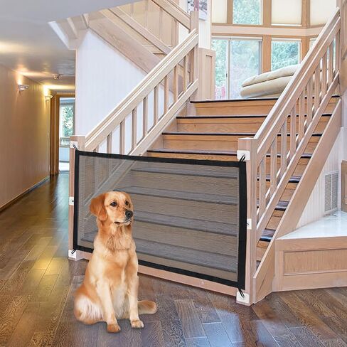 NWK Magic Dog Gate for Stairs Pet Gate for The House Providing a Safe Enclosure for Pets to Play and Rest, 6 Hooks Design (30'' X 43'') in Saudi Arabia