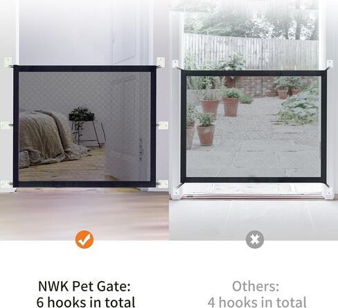 NWK Magic Dog Gate for Stairs Pet Gate for The House Providing a Safe Enclosure for Pets to Play and Rest, 6 Hooks Design (30'' X 43'') in Saudi Arabia