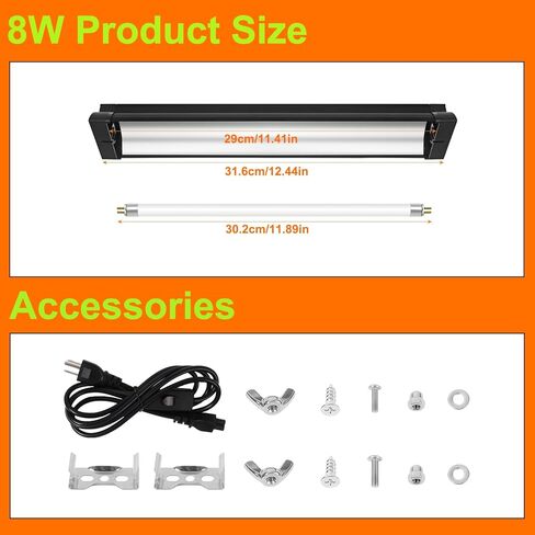 ضوء T5 UVB للزواحف، 10.0 8W HO UVA UVB للزواحف، أنبوب مصباح 12 بوصة للتنين الملتحي والسلحفاة والسحالي والزواحف والبرمائيات in Kuwait