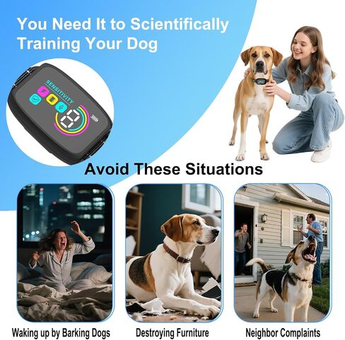 Dog Bark Collar for Large Medium Small Dogs, Stop Barking Training Collar with 8 Adjustable Sensitivities, Beep/Vibration/Shock Modes, Rechargeable Smart Shock Collar (Black) in Saudi Arabia