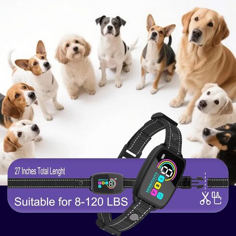 Dog Bark Collar for Large Medium Small Dogs, Stop Barking Training Collar with 8 Adjustable Sensitivities, Beep/Vibration/Shock Modes, Rechargeable Smart Shock Collar (Black) in Saudi Arabia