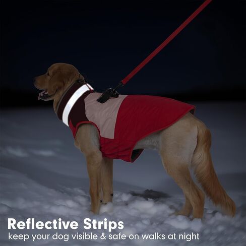 azuza Dog Jacket for Small Dogs Waterproof Dog Coat with Reflective Strips and Harness Built in Warm Fleece Dogs Winter Coat Windproof with Back Zipper, Red M in Kuwait