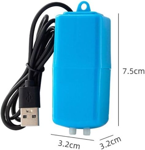 مضخة هواء لحوض السمك USB مع حجر هواء وأنبوب سيليكون مضخة أكسجين صغيرة صامتة لخزان حوض السمك (أسود) in Saudi Arabia