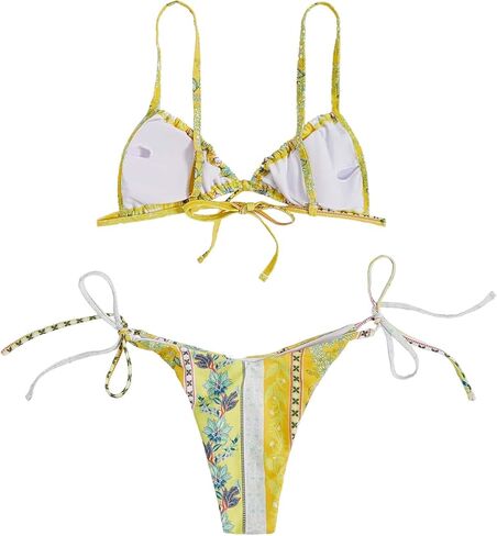 WDIRARA Women's Floral Print Tie Side Swimwear Straps Bikini Sets Swimsuits in Saudi Arabia