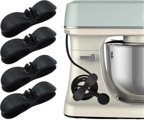 Generic 4PCS Cord Organizer for Appliances, Black Silicone Cord Winder, Cord Holder, Cord Wrapper for Appliances, Stick on Pressure Cooker, Mixer, Blender, Coffee Maker, Air Fryer in Saudi Arabia