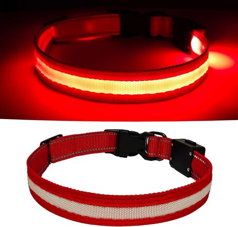 LED Dog Collar Light Up with 2025 Bright Beads & 300mAh Battery, Type-C Rechargeable Waterproof Dog Collar, 3 Flash Mode 15H for Night Safety, Adjustable Nylon Glow Collar for Small Medium Large Dogs in Saudi Arabia