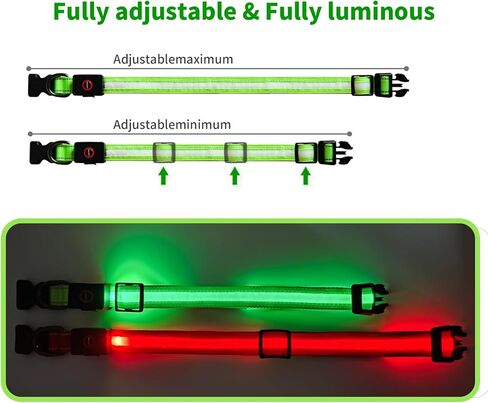 LED Dog Collar Light Up with 2025 Bright Beads & 300mAh Battery, Type-C Rechargeable Waterproof Dog Collar, 3 Flash Mode 15H for Night Safety, Adjustable Nylon Glow Collar for Small Medium Large Dogs in Kuwait