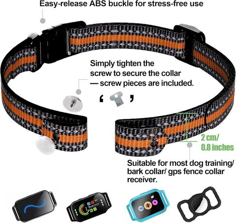 Aikko Collar Replacement Strap for Most of GPS Dog Shock Collar, Reflective Nylon Adjustable E Collar Band, Fits All Breeds Sizes and Most Shock Collar Systems with Secure Buckle, Orange in Saudi Arabia
