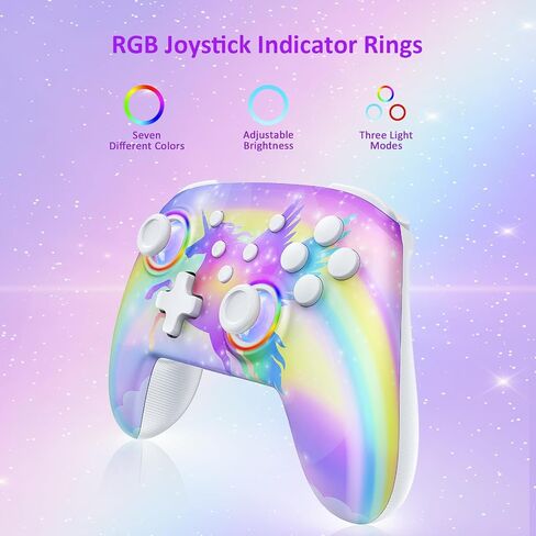 NexiGo Wireless Controller (No Deadzone) for Switch 2 and Switch, Bluetooth Controllers for Nintendo Switch with Vibration, Motion, Turbo and LED Light (Pink Unicorn) in Saudi Arabia