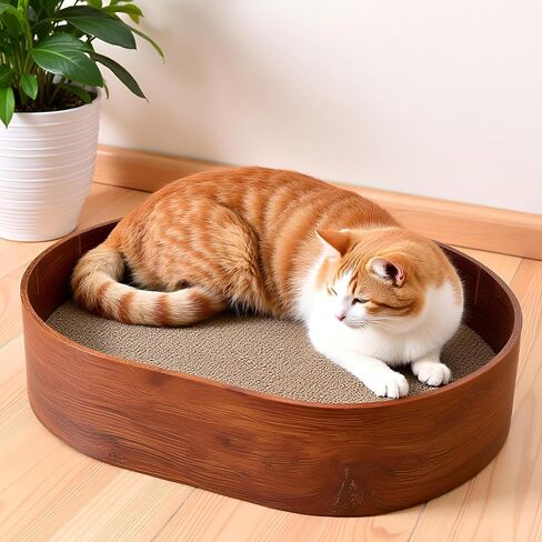 4 Packs Oval Cat Scratcher Cardboard with Box, Cat Scratch Pad for Indoor Cats Lounge Bed - Reversible, Durable Modern Kitty Scratcher Bowl, Furniture Protector for Carpets, Couch and Sofas in Saudi Arabia