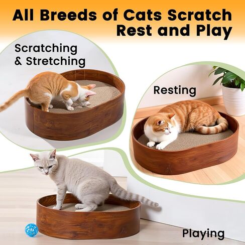 4 Packs Oval Cat Scratcher Cardboard with Box, Cat Scratch Pad for Indoor Cats Lounge Bed - Reversible, Durable Modern Kitty Scratcher Bowl, Furniture Protector for Carpets, Couch and Sofas in Saudi Arabia