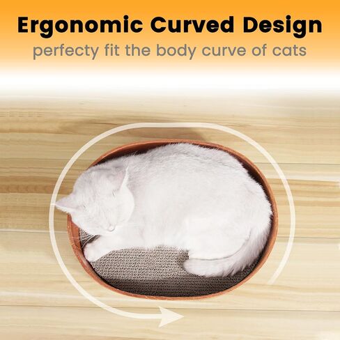 4 Packs Oval Cat Scratcher Cardboard with Box, Cat Scratch Pad for Indoor Cats Lounge Bed - Reversible, Durable Modern Kitty Scratcher Bowl, Furniture Protector for Carpets, Couch and Sofas in Saudi Arabia
