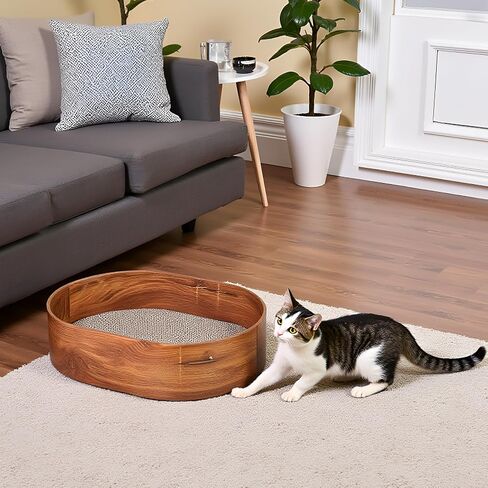 4 Packs Oval Cat Scratcher Cardboard with Box, Cat Scratch Pad for Indoor Cats Lounge Bed - Reversible, Durable Modern Kitty Scratcher Bowl, Furniture Protector for Carpets, Couch and Sofas in Saudi Arabia