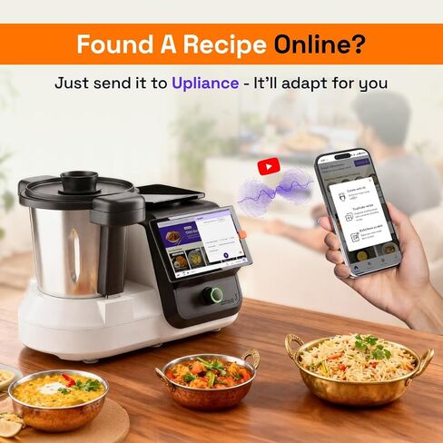 upliance AI Cooking Assistant | 750+ Recipes | AI Powered | 12 Modes | Weighing Scale | App & WiFi | 220-204V | Use with Transformer in USA in Saudi Arabia
