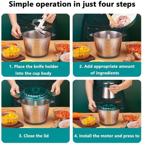 محضر طعام، مفرمة طعام كهربائية، تمزيق سريع للحوم والخضروات والفواكه والمكسرات، مفرمة طعام كهربائية مع 4 شفرات حادة كبيرة للحوم، زر مطور وحماية ذكية من الحرارة الزائدة (3 لتر) in Kuwait