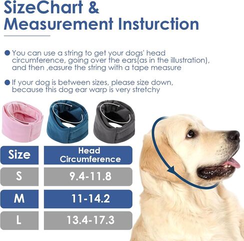 AOFITEE Dog Calming Hoodie - Anti-Slip Dog Ear Muffs Cover for Noise Anxiety, No Shake Ear Wrap for Dogs Hematoma, Adjustable Dogs Headband for Grooming, Fireworks, Thunderstorms, Grey L in Saudi Arabia