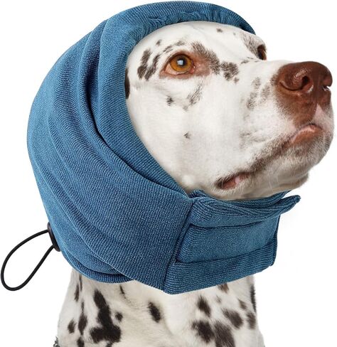 AOFITEE Dog Calming Hoodie - Anti-Slip Dog Ear Muffs Cover for Noise Anxiety, No Shake Ear Wrap for Dogs Hematoma, Adjustable Dogs Headband for Grooming, Fireworks, Thunderstorms, Grey L in Saudi Arabia