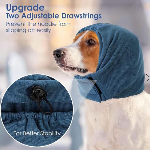 AOFITEE Dog Calming Hoodie - Anti-Slip Dog Ear Muffs Cover for Noise Anxiety, No Shake Ear Wrap for Dogs Hematoma, Adjustable Dogs Headband for Grooming, Fireworks, Thunderstorms, Grey L in Saudi Arabia