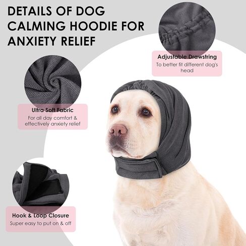 KOESON Dog Calming Hoodie, No Shake Ear Wrap for Dogs Hematoma, Anxiety Relief Dog Head Muffs for Noise Protection, Grooming, Drying, Fireworks & Thunder, Soft Neck Warmer & Ear Cover for Dogs & Cats in Kuwait
